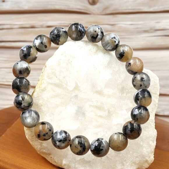 High Flash Black Moonstone Gemstone Bracelet Handmade - Picture 1 of 5
